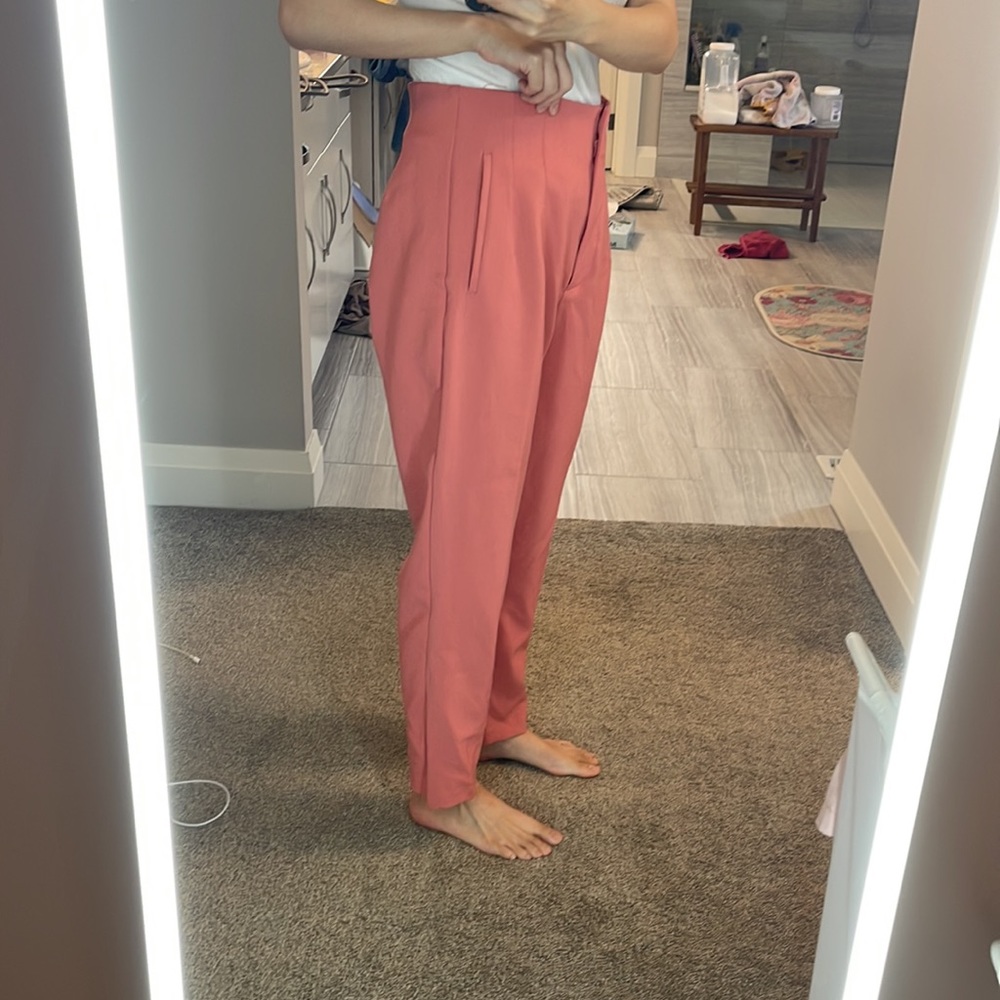 Rose pink pants high waisted